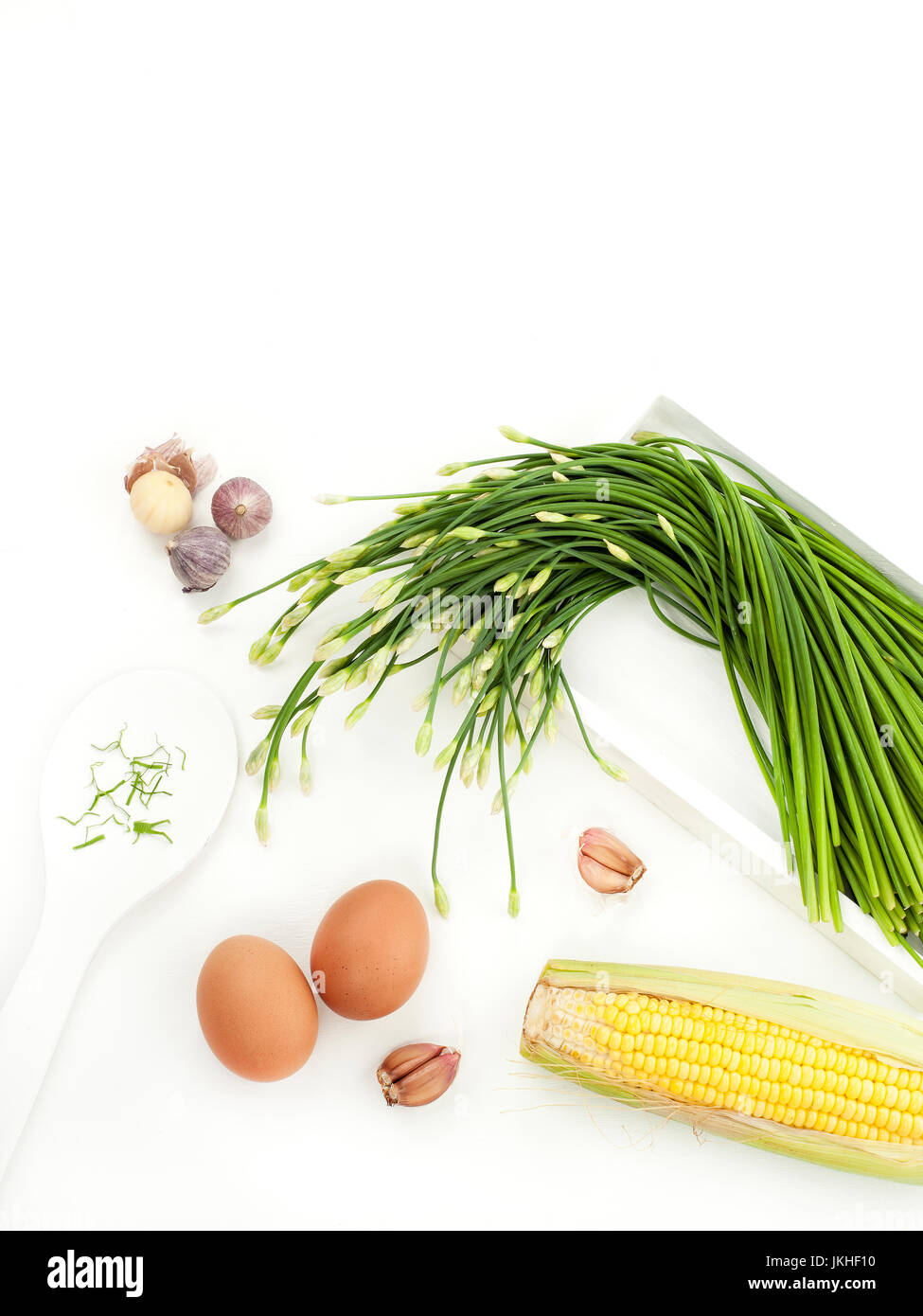 Garlic chives stir prepare with eggs garlic and mixers food menu Thai