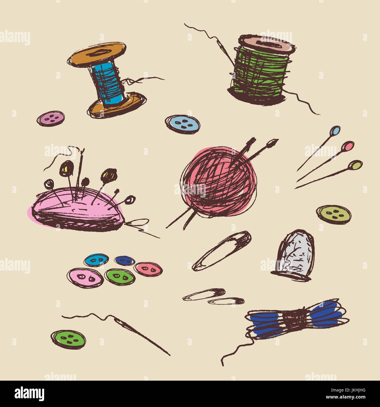 Sewing Accessories background, vector illustration Stock Vector Image ...