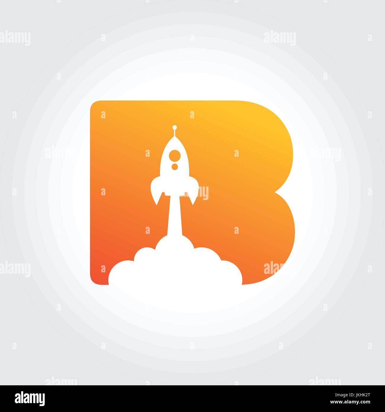 Letter B Symbol with Rocket Silhouette Design Stock Vector