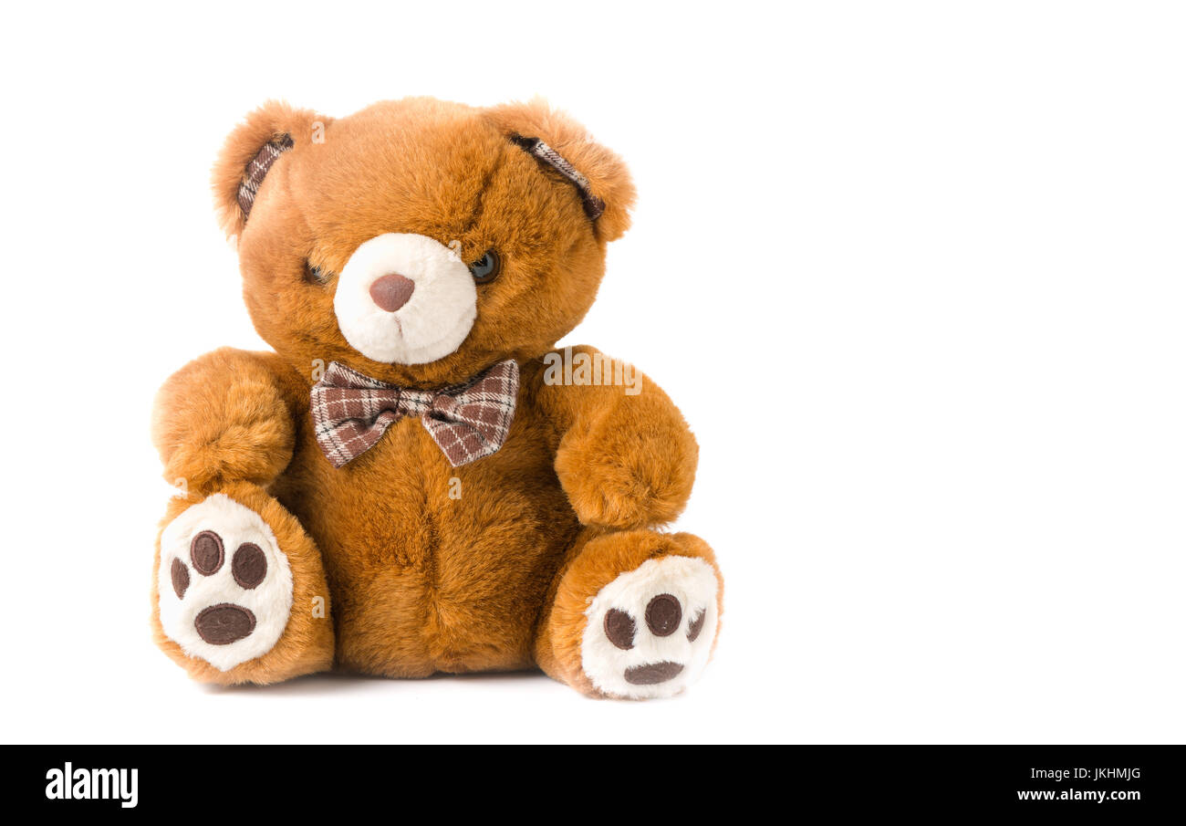 cute brown Teddy Bear isolated on white background Stock Photo - Alamy