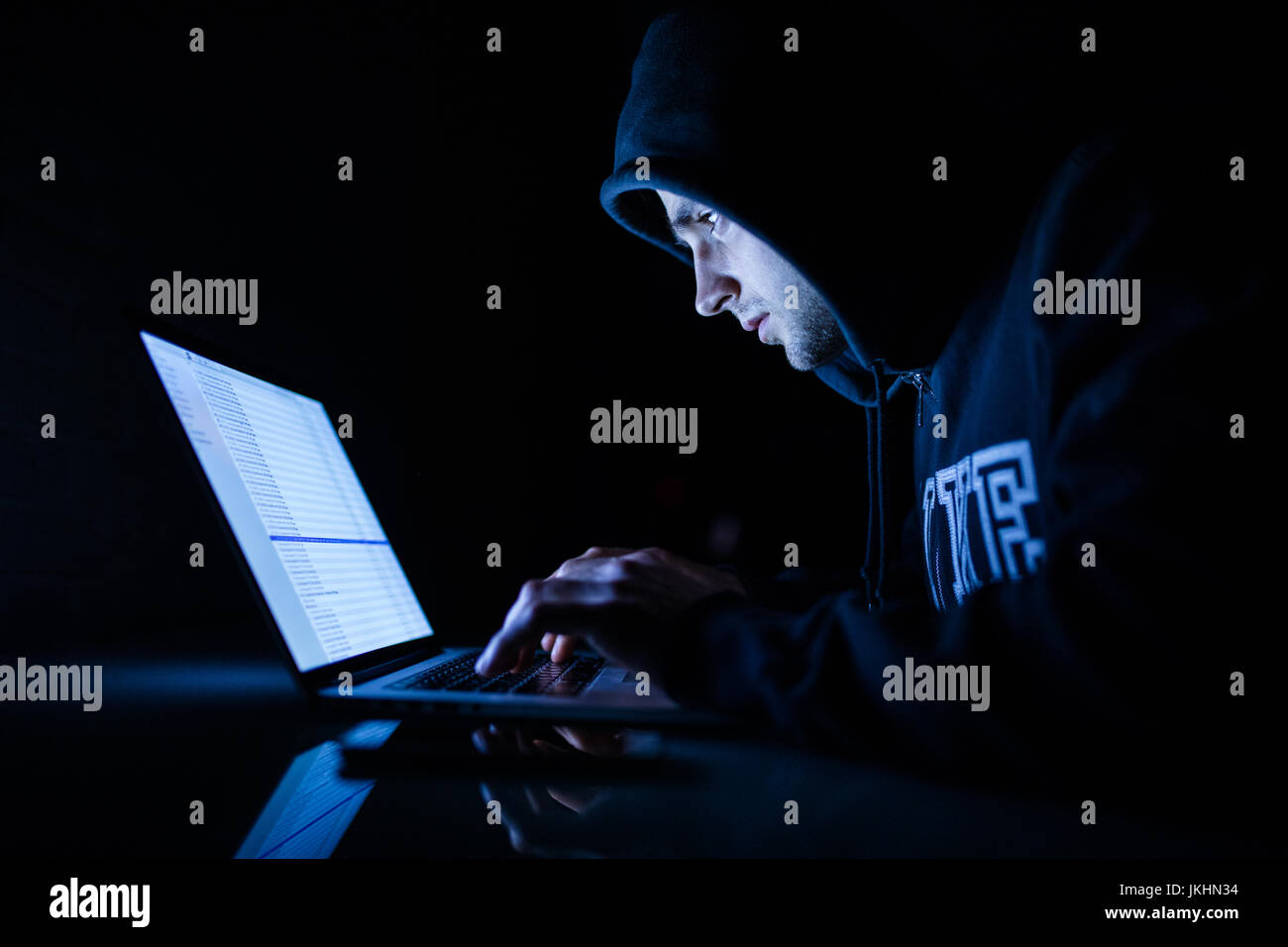 Silhouette man working front computer hi-res stock photography and ...