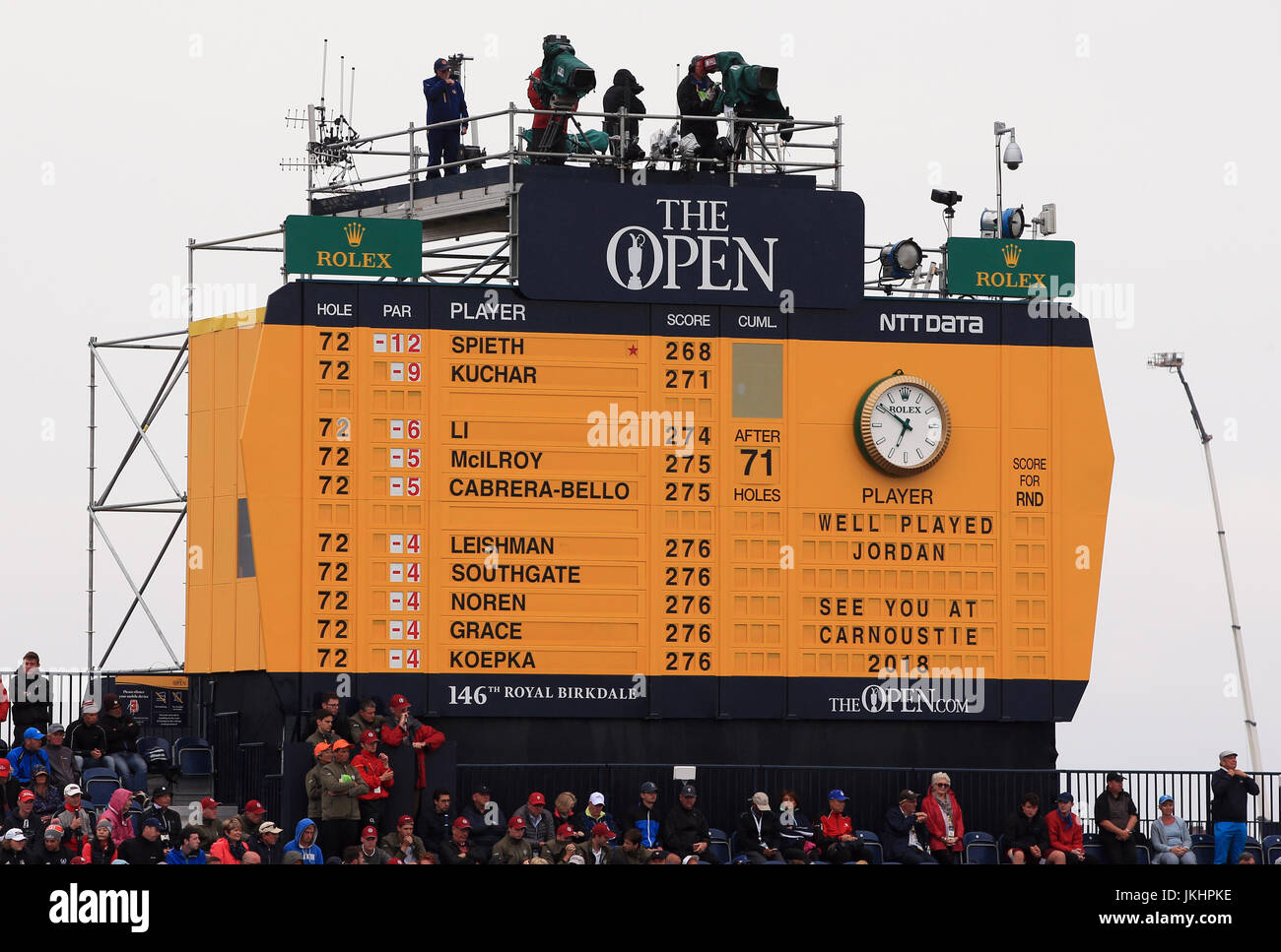A view of the scoreboard after USA's Jordan Spieth won The Open ...
