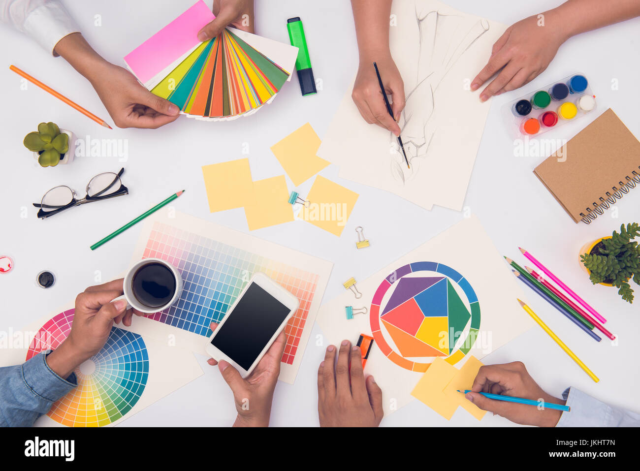 Concept of designer teamwork brainstorming planning meeting Stock Photo