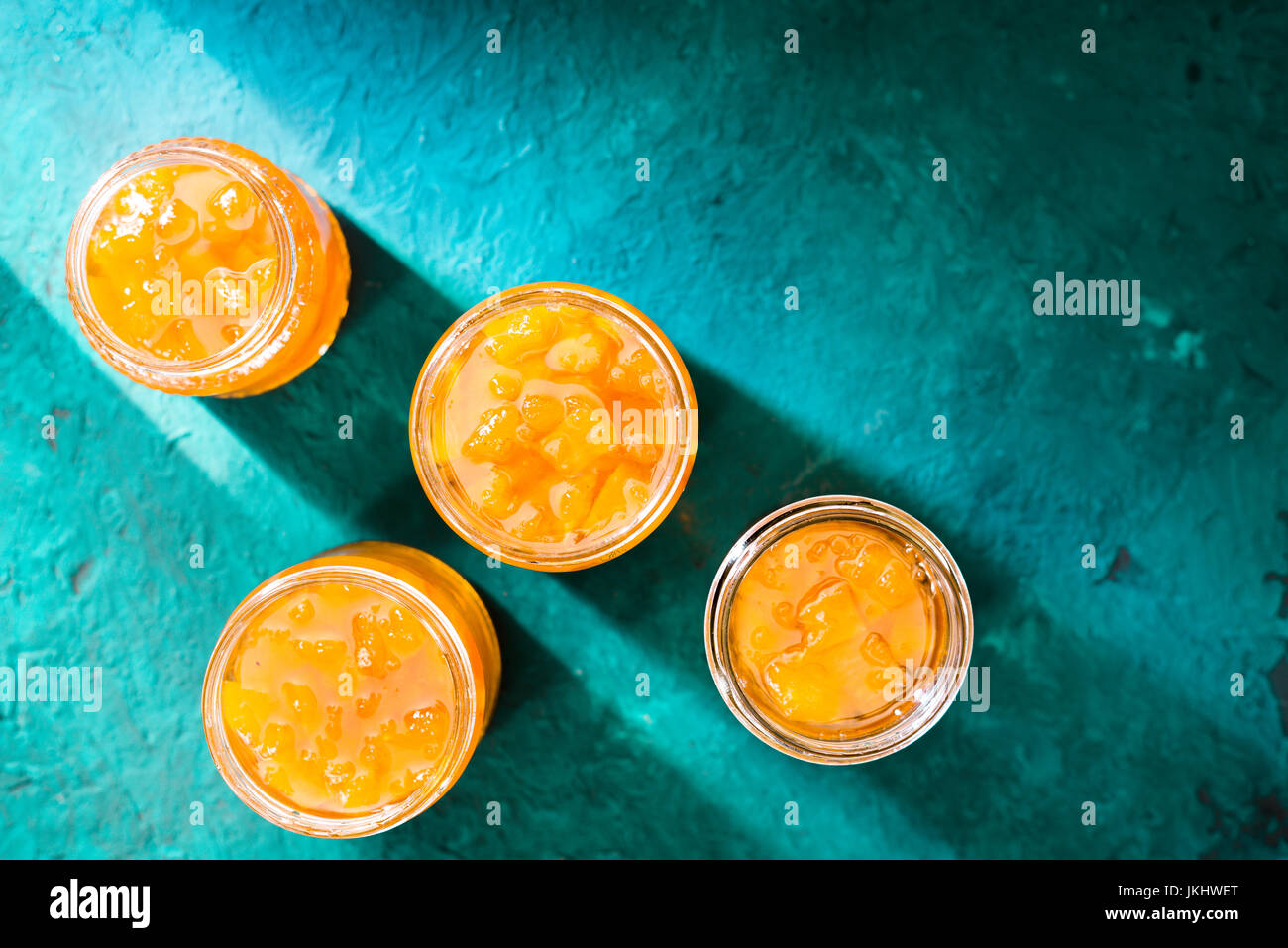 Homemade pineapple jam in glass bowl copy space horizontal Stock Photo