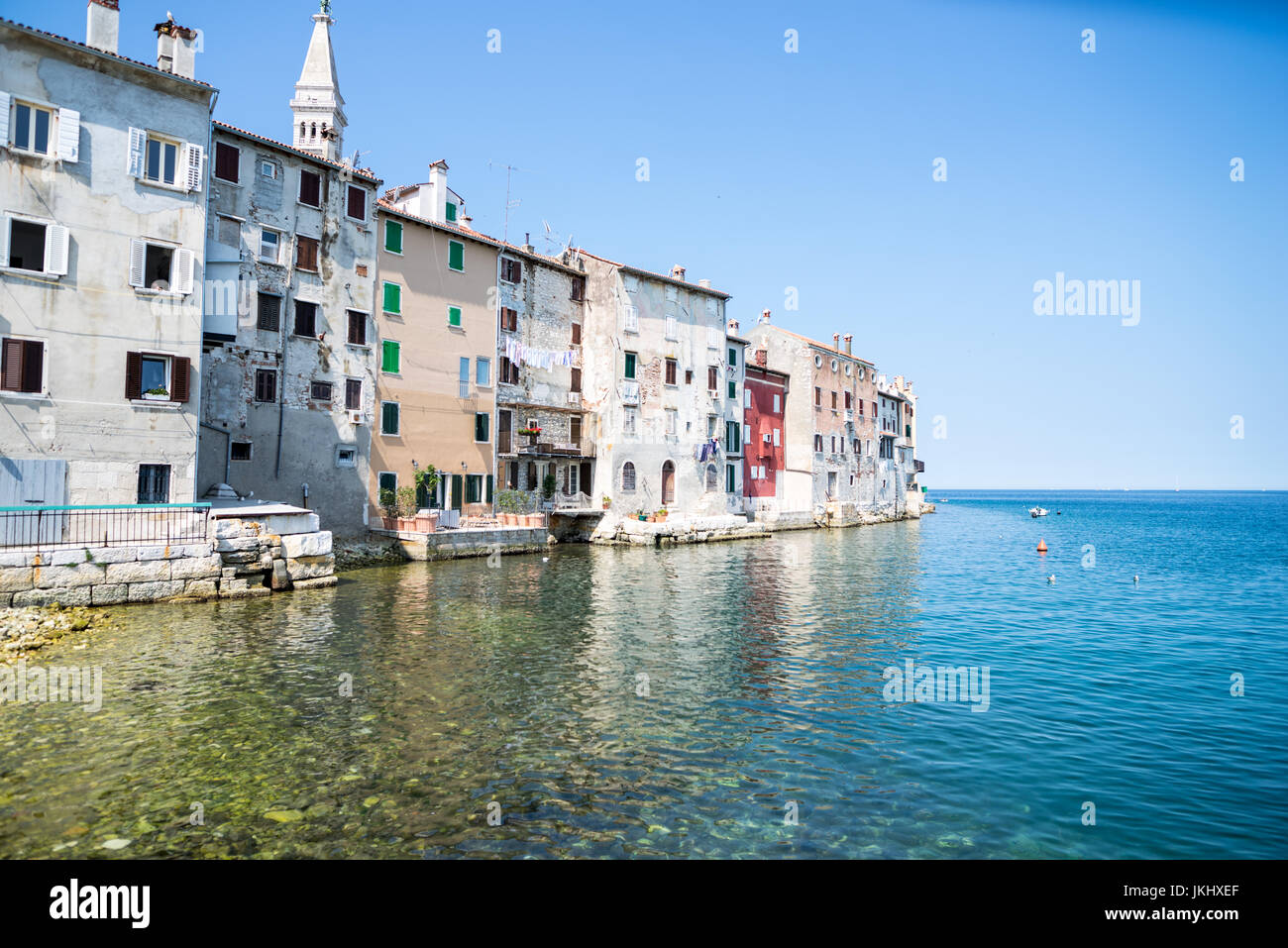 rovigno (rovinj) city by the sea, sea touching the houses Stock Photo