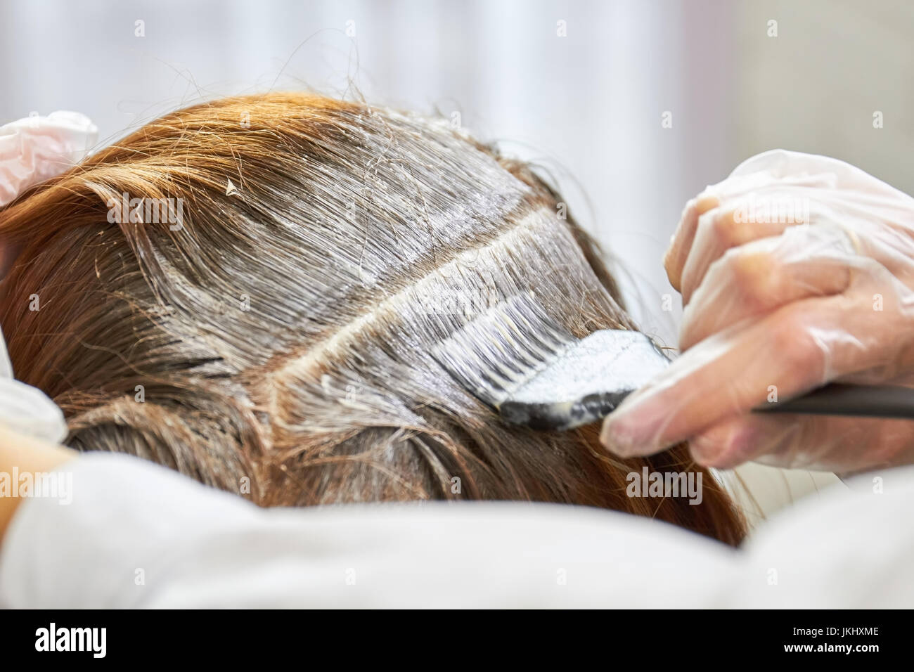Hair dying process close up Stock Photo Alamy
