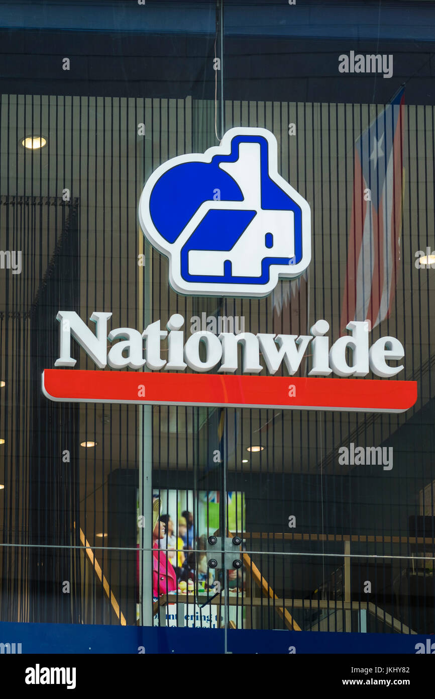 Nationwide Building Society sign above branch, Westfield Shopping