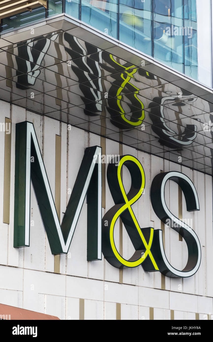 M&S sign, Westfield Shopping Centre, Stratford, Borough of Newham, London, England, U.K. Stock Photo