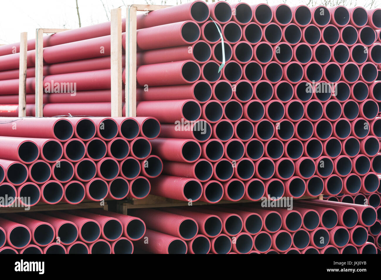 Stockyard of various tubes and pipes at a construction site Stock Photo ...