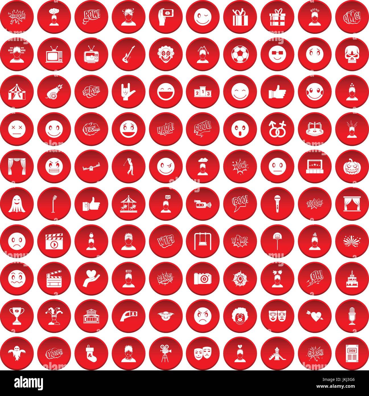 100 emotion icons set red Stock Vector Image & Art Alamy