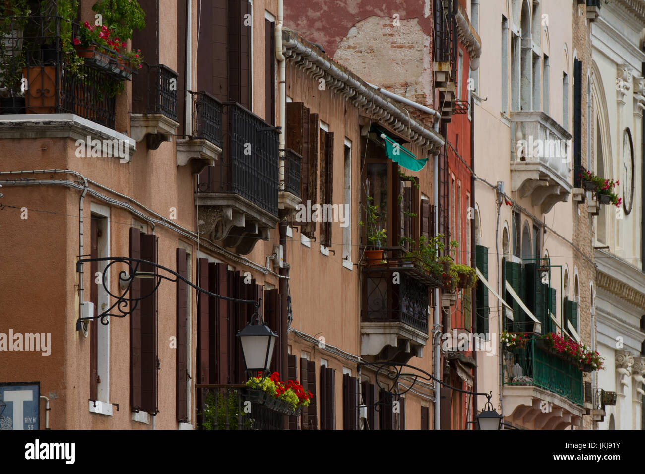 Colourful frontages of buildings. venice. Italy Stock Photo