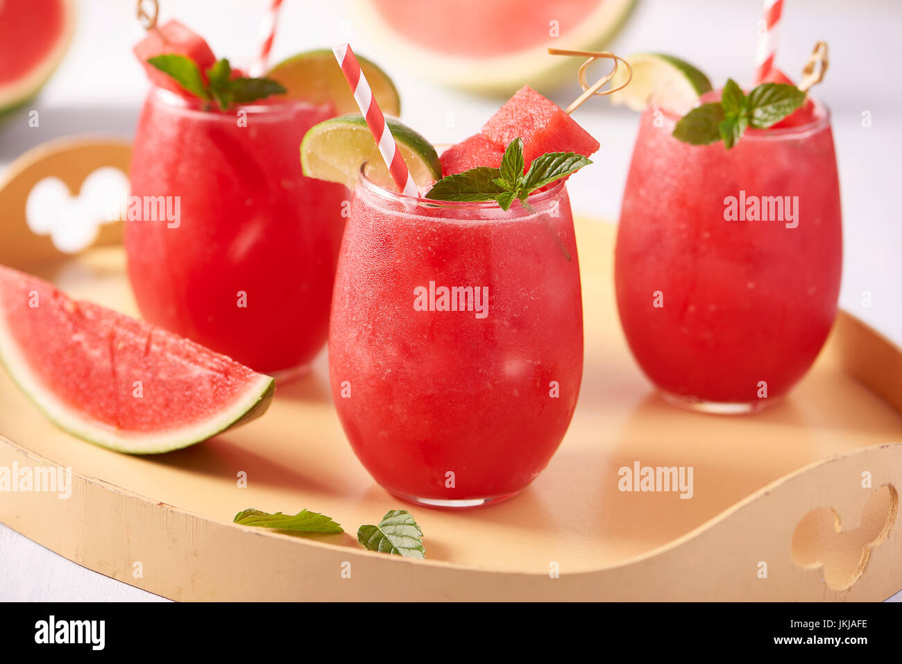 Watermelon cocktails ready for summer drinking Stock Photo