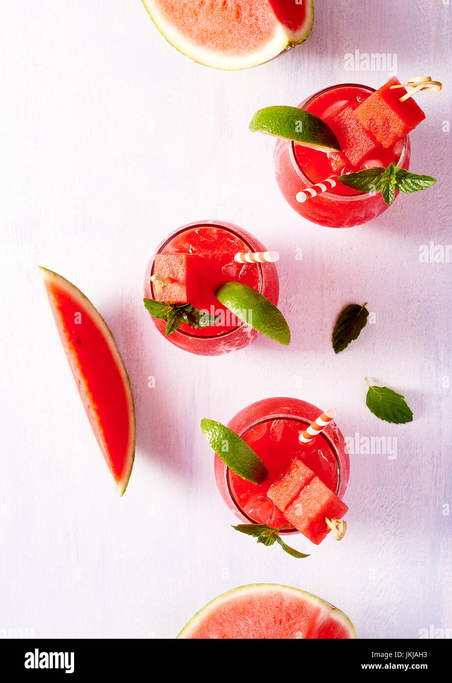 Watermelon cocktails ready for summer drinking Stock Photo