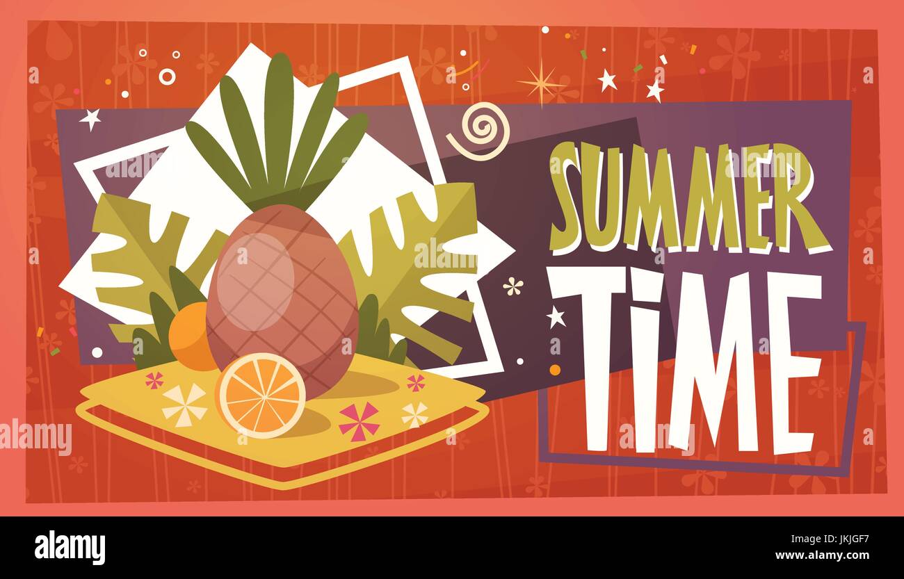 Summer Time Vacation Sea Travel Retro Banner Seaside Holiday Stock ...