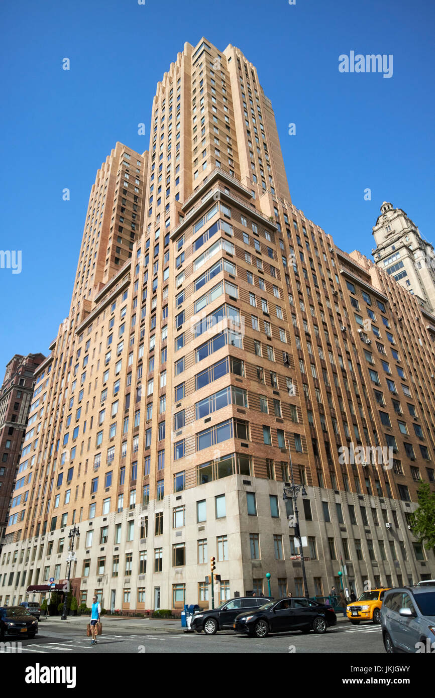 The majestic twin towered cooperative housing skyscraper central park west New York City USA Stock Photo