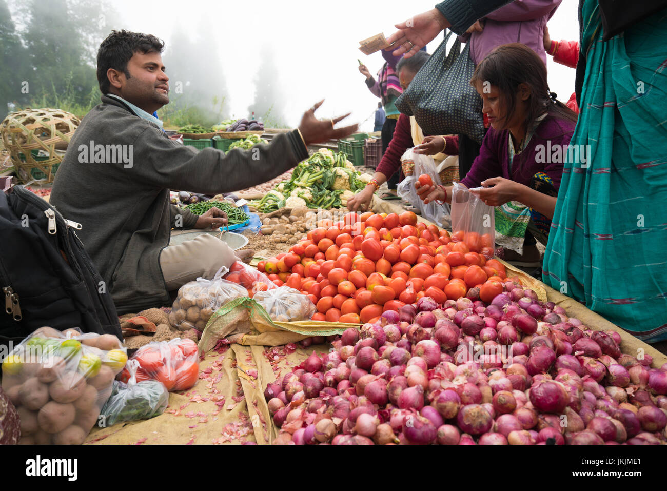 DARJEELING, INDIA - NOVEMBER 26, 2016: Local shop selling food on railway in Darjeeling, India Stock Photo
