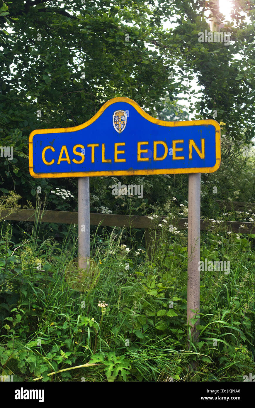 Castle Eden village sign, County Durham Stock Photo