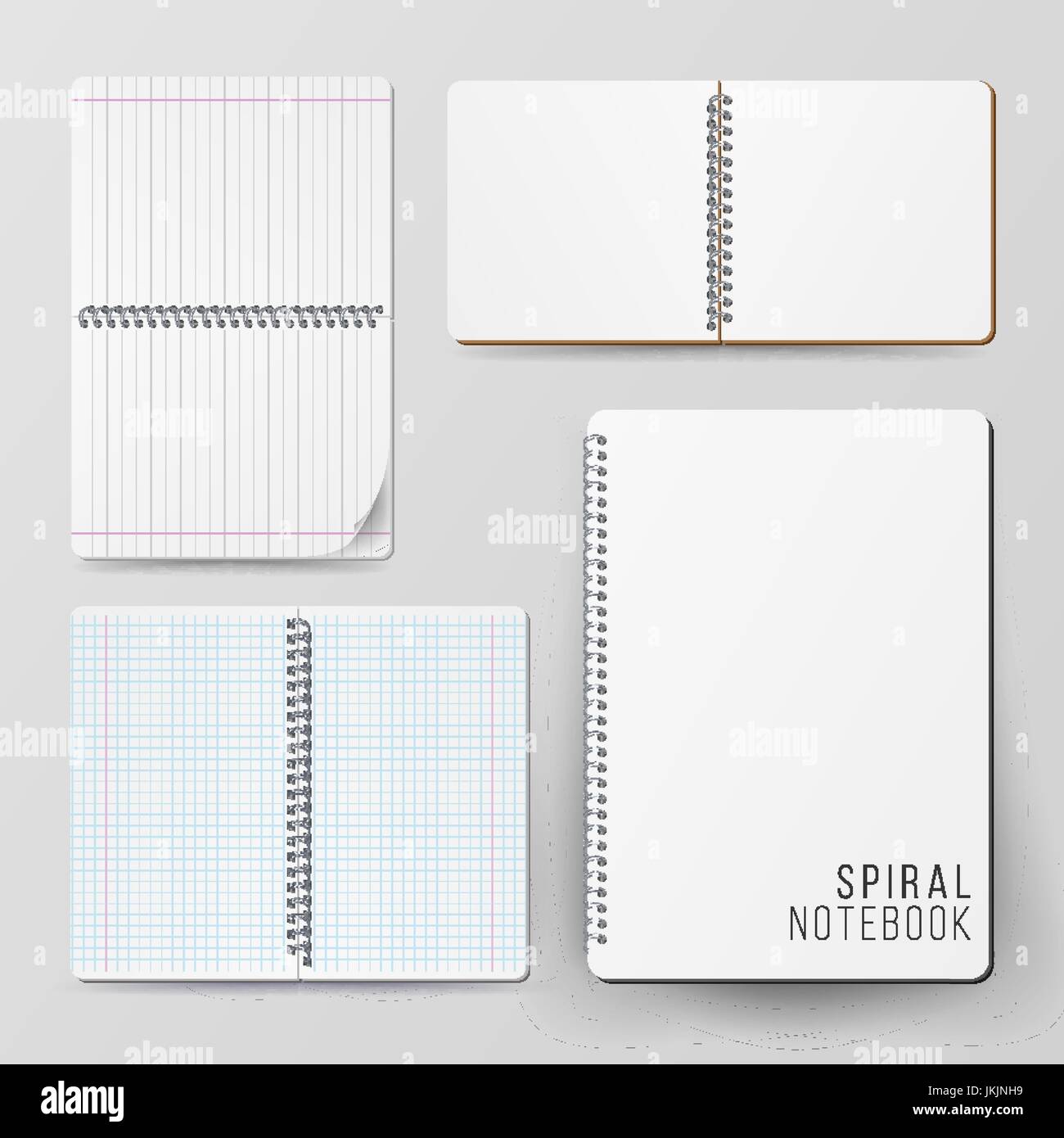 Spiral Empty Notepad Blank Mockup Set. Template For Advertising ...