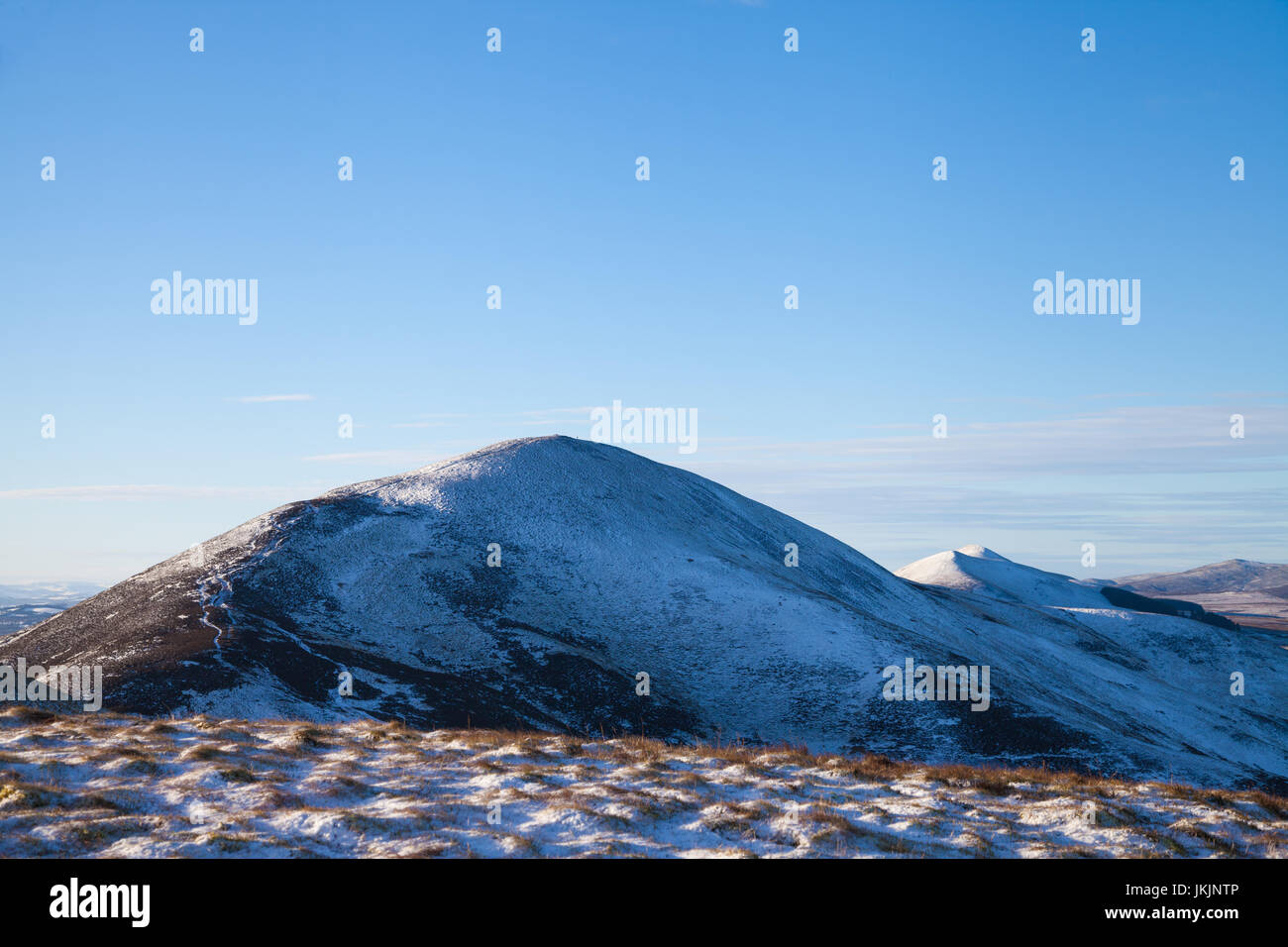 The View from the top of Carnethy Hill looking towards Scald Law in the Pentland Hills near Edinburgh. Stock Photo
