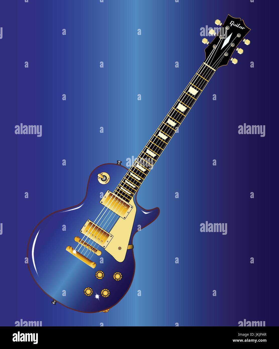 The definitive rock and roll guitar in blue isolated over a blue