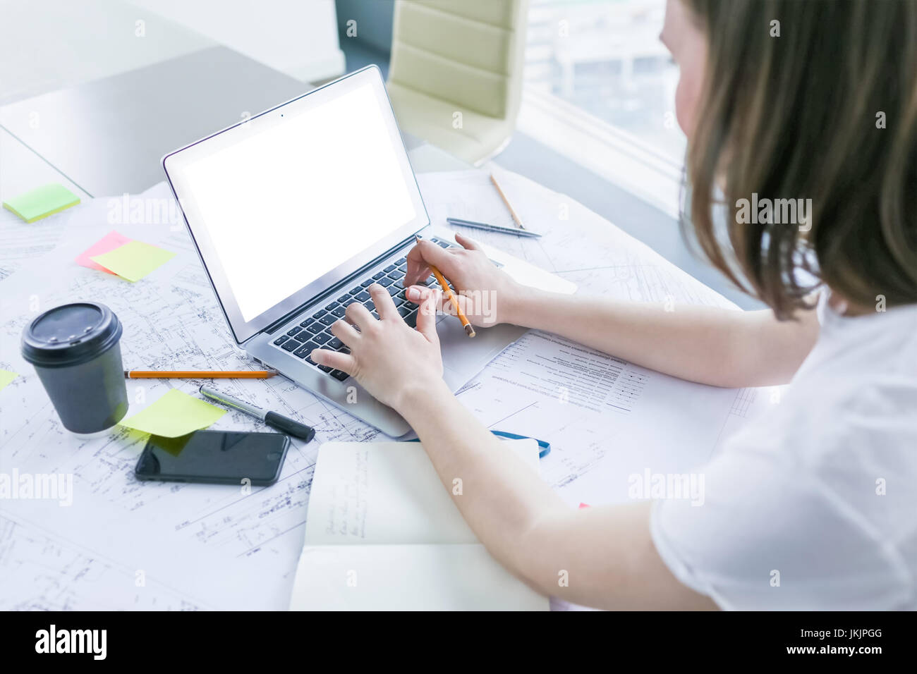 Woman working in the office Stock Photo