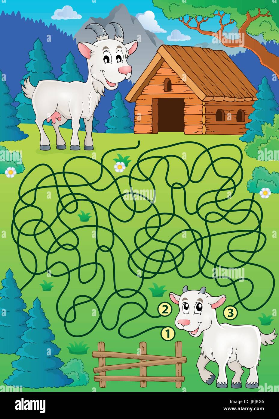 Maze 32 with goat theme - eps10 vector illustration Stock Vector Image ...