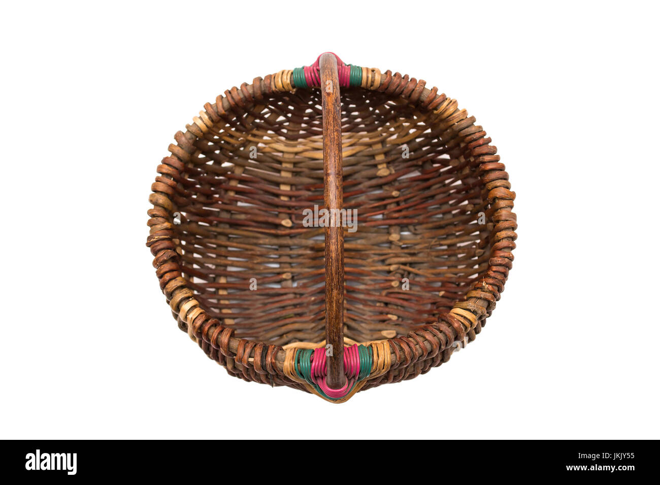 Empty wicker basket isolated on white background Stock Photo - Alamy