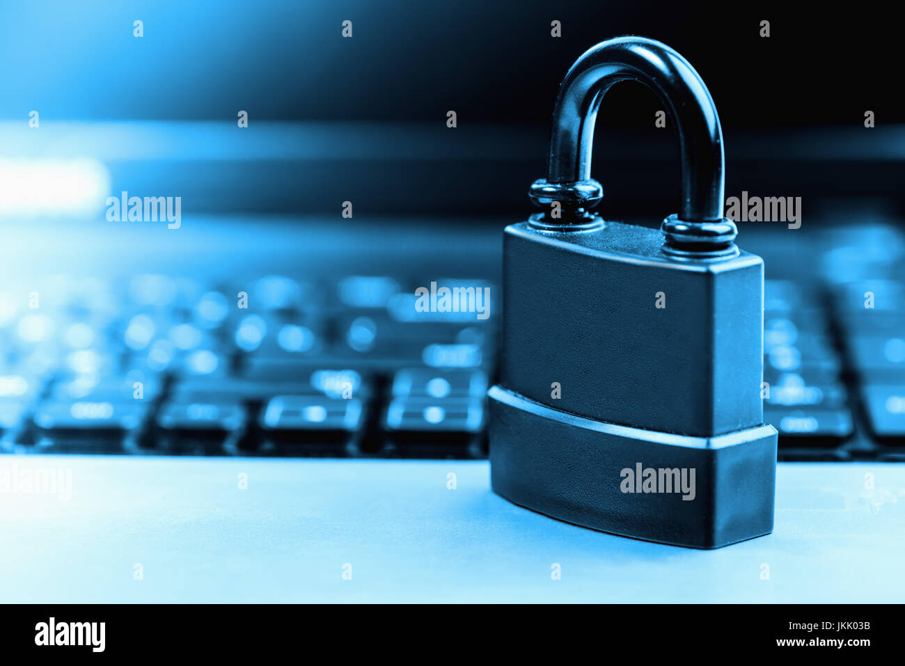 computer and online security with keyboard and padlock Stock Photo