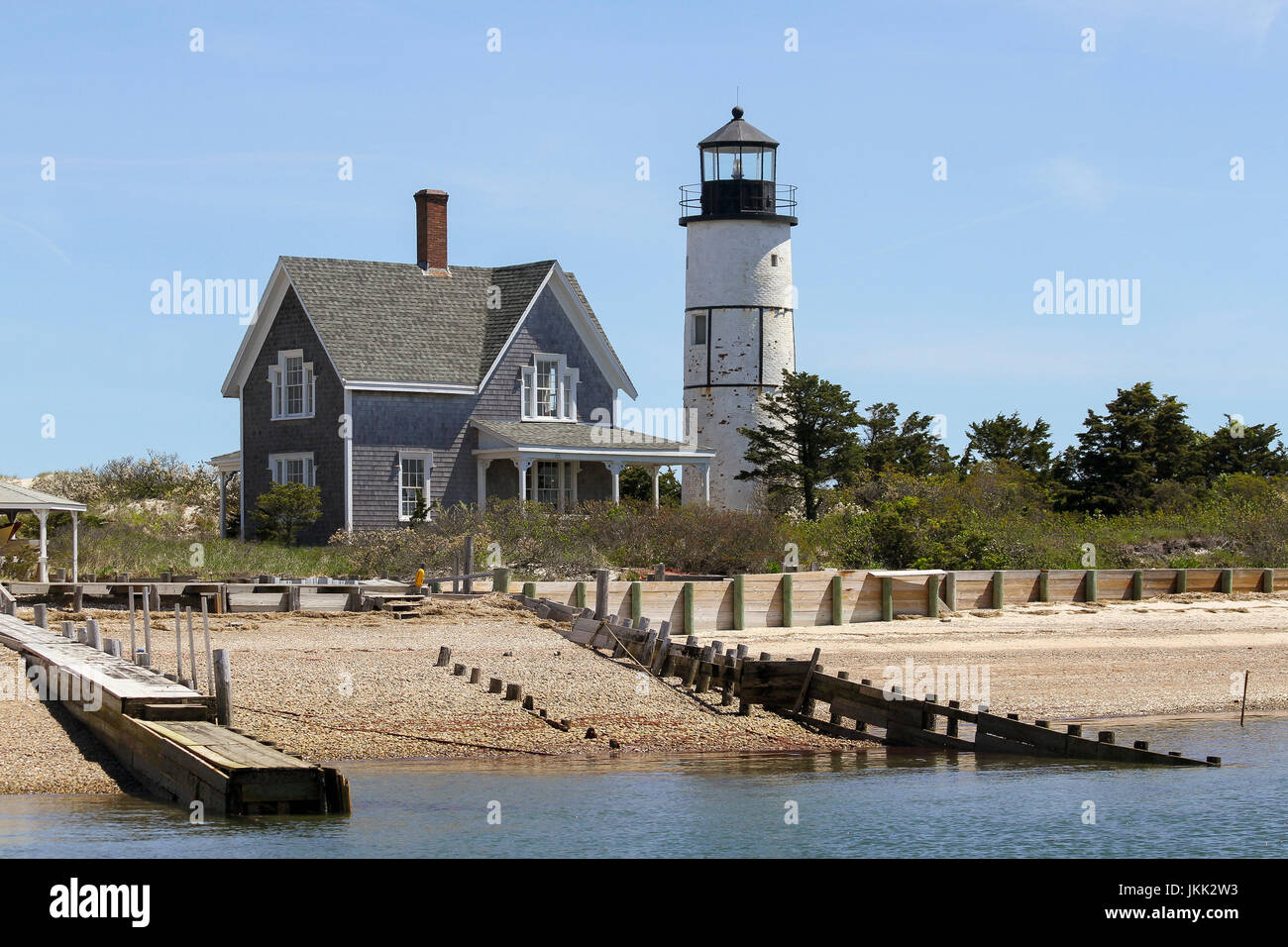 Sandy Neck Lighthouse, Cape Cod, Massachusetts, United States, North America Stock Photo