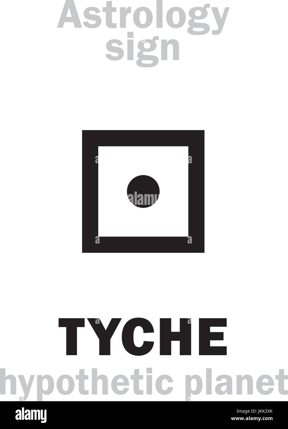 Astrology Alphabet: TYCHE, hypothetic super-distant planet, or star-satellite of Sun. Hieroglyphics character sign (single symbol). Stock Vector