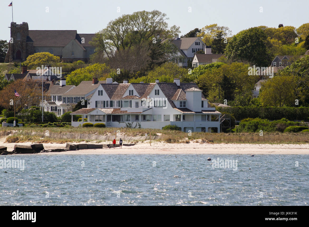 A view of the Kennedy Compound from the water, Cape Cod, Massachusetts, United States, North