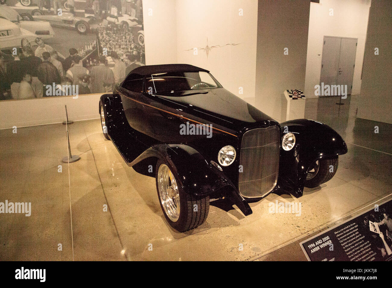 Los Angeles, CA, USA - July 23, 2017: Black 1932 Ford Roadster 0032 displayed at the Petersen Automotive Museum. Editorial use. Stock Photo
