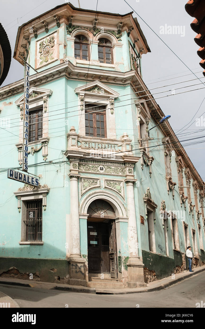 Colonial architecture in the streets of Potosi city, UNESCO world heritage site. Bolivia, South America Stock Photo