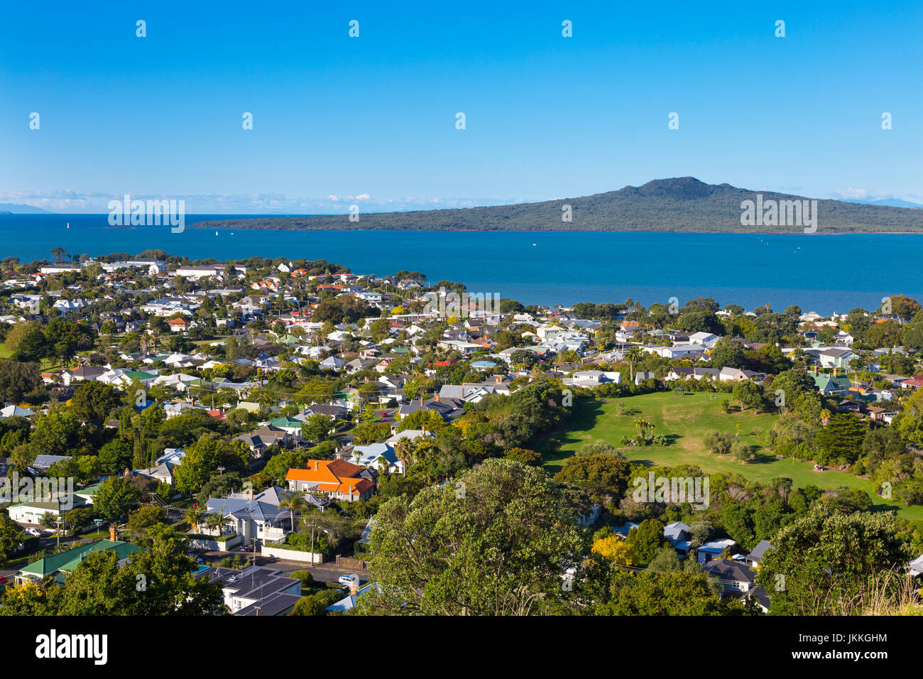 View over Devonport from Mt Victoria, Auckland, North Island, New Zealand Stock Photo
