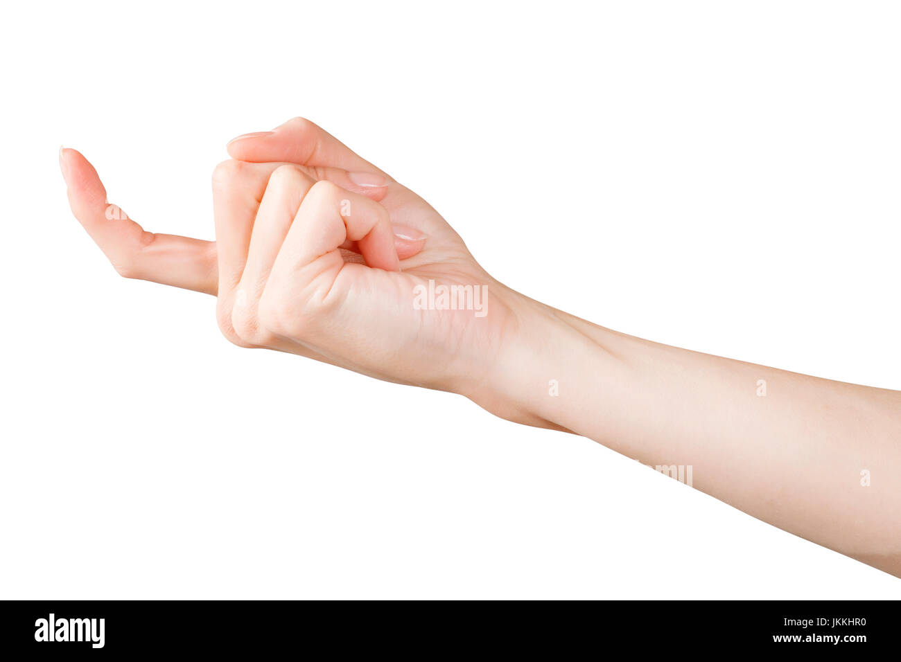 Beautiful Woman Hand Showing Beckoning Gesture Isolated On White Clipping Path Included Stock Photo Alamy