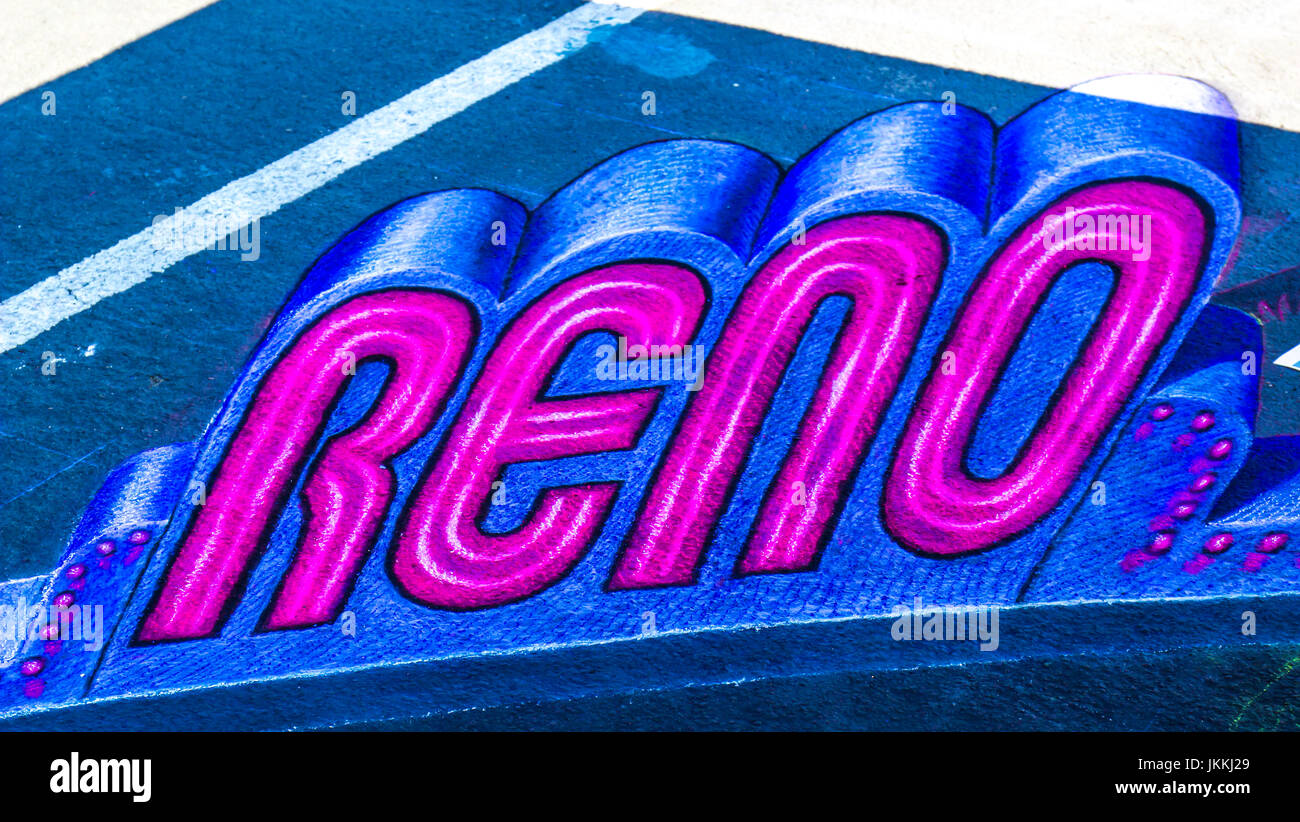 3-D Chalk Sign Of Reno Stock Photo - Alamy