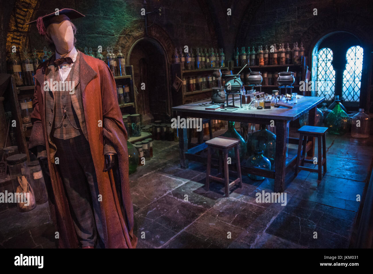 LEAVESDEN, UK - JUNE 19TH 2017: The set of the Potions classroom at the Making of Harry Potter tour at Warner Bros studio in Leavesden, UK, on 19th Ju Stock Photo