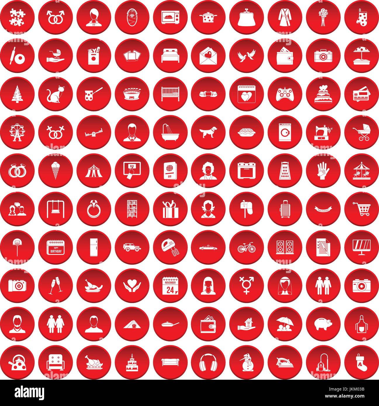 100 family icons set red Stock Vector Image & Art - Alamy