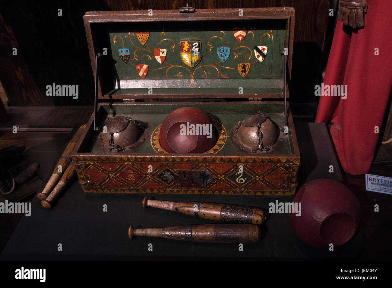 LEAVESDEN, UK - JUNE 19TH 2017: Quidditch set props at the Making of Harry Potter tour at Warner Bros studio in Leavesden, UK, on 19th June 2017. Stock Photo