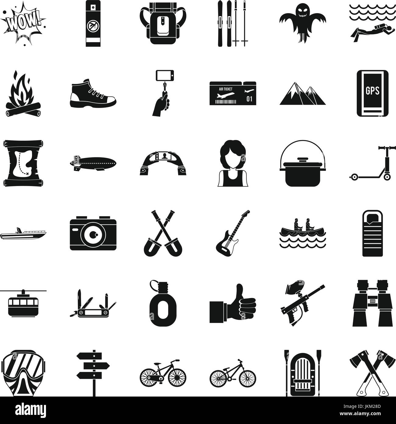 Great adventure icons set, simple style Stock Vector
