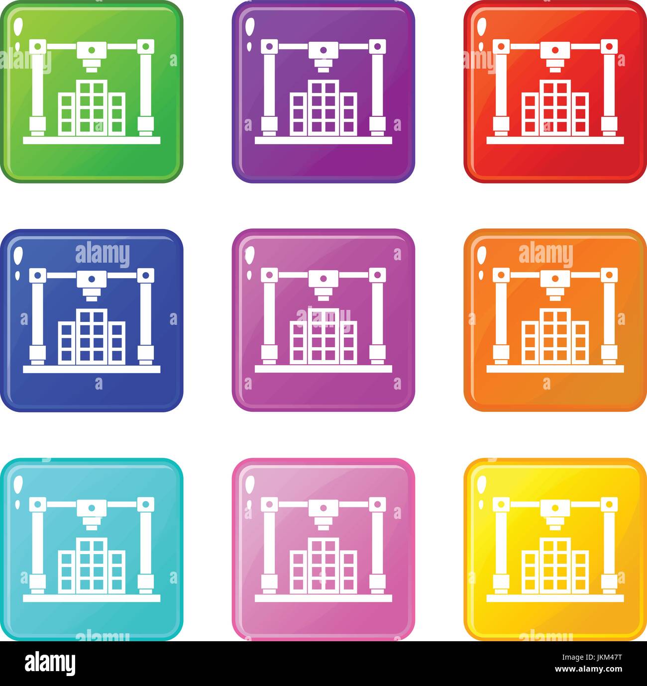 3d printer printing layout of building set 9 Stock Vector Image &amp; Art ...