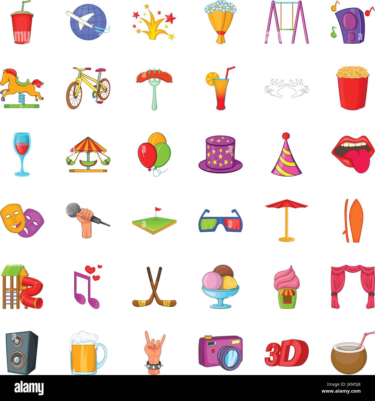 Amusement park icons set, cartoon style Stock Vector Image & Art - Alamy