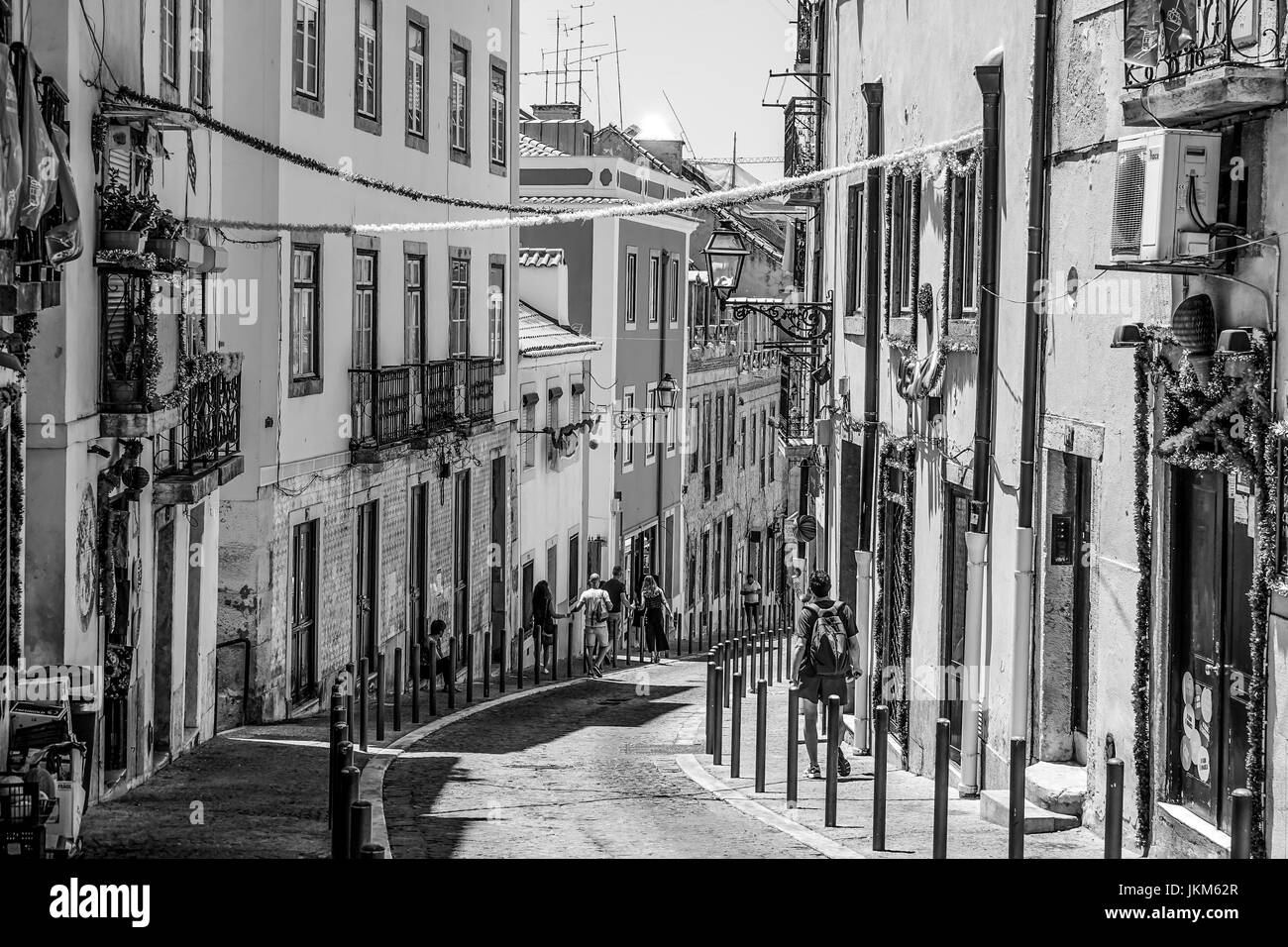 Decorated streets on the hill of Alfama in Lisbon Stock Photo Alamy