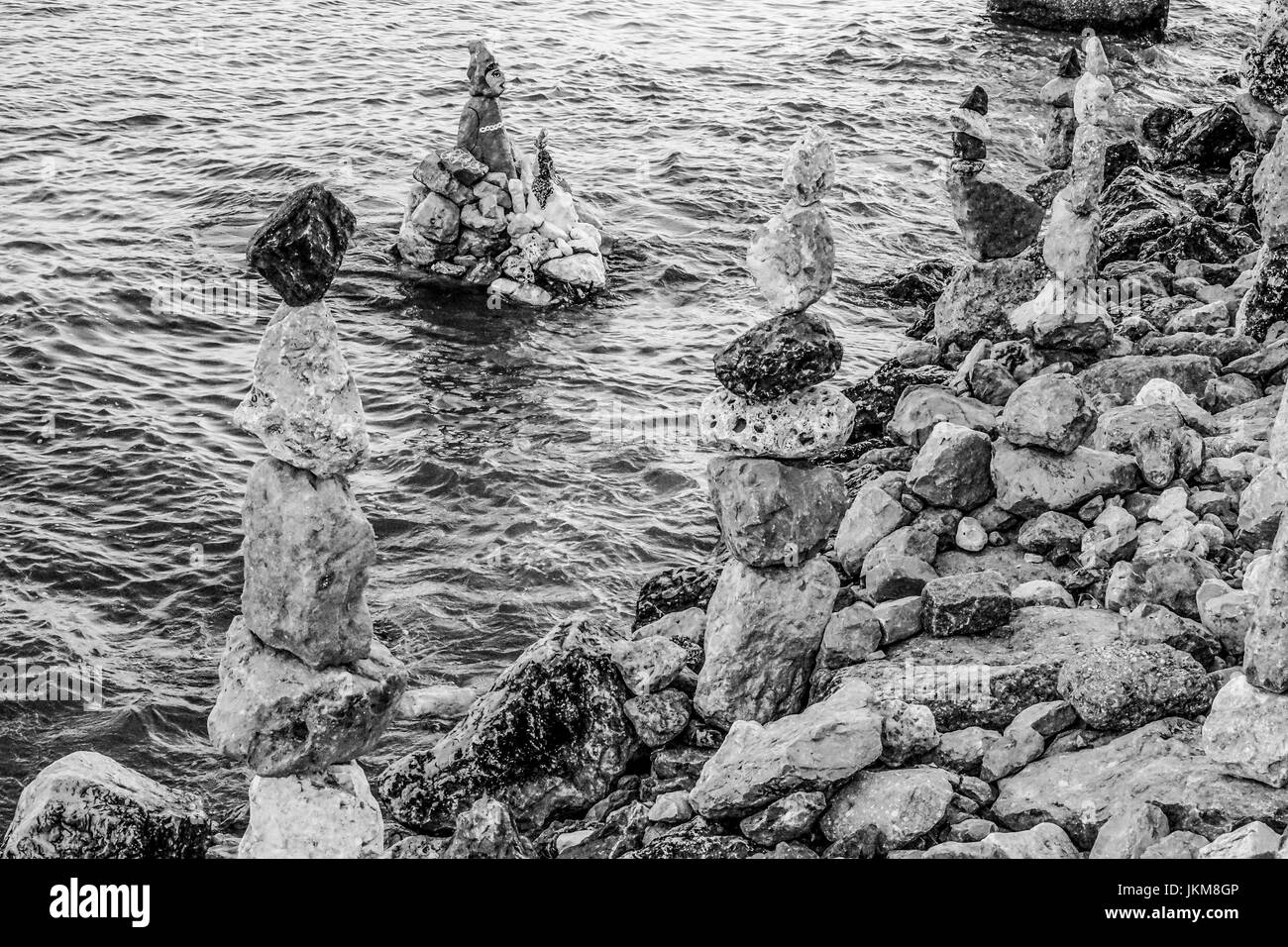 Art at the Tagus River Stone sculptures in Lisbon Stock Photo Alamy