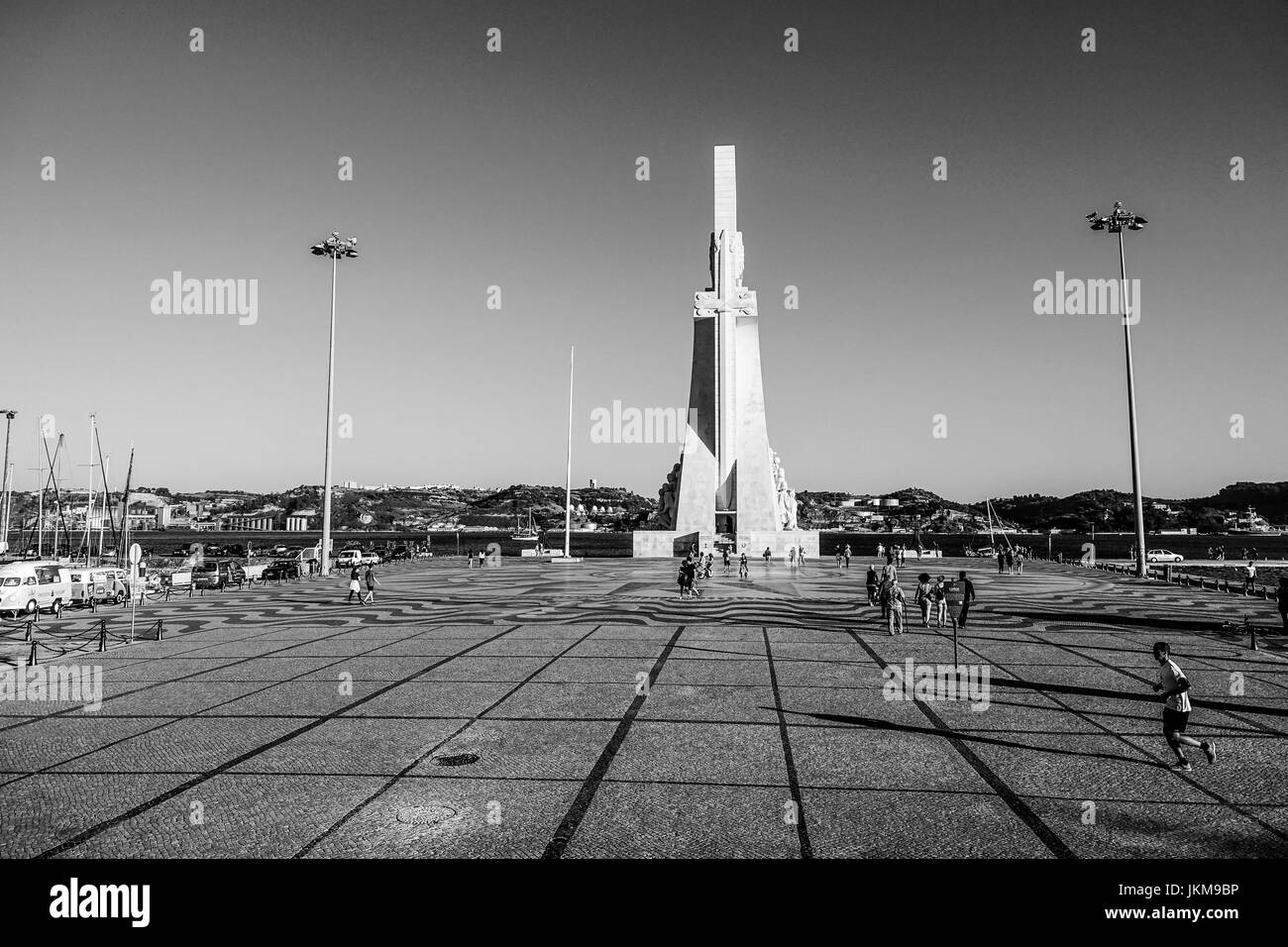 Monument of the Discoveries in Lisbon Belem at Tagus River  - LISBON, PORTUGAL - 2017 Stock Photo