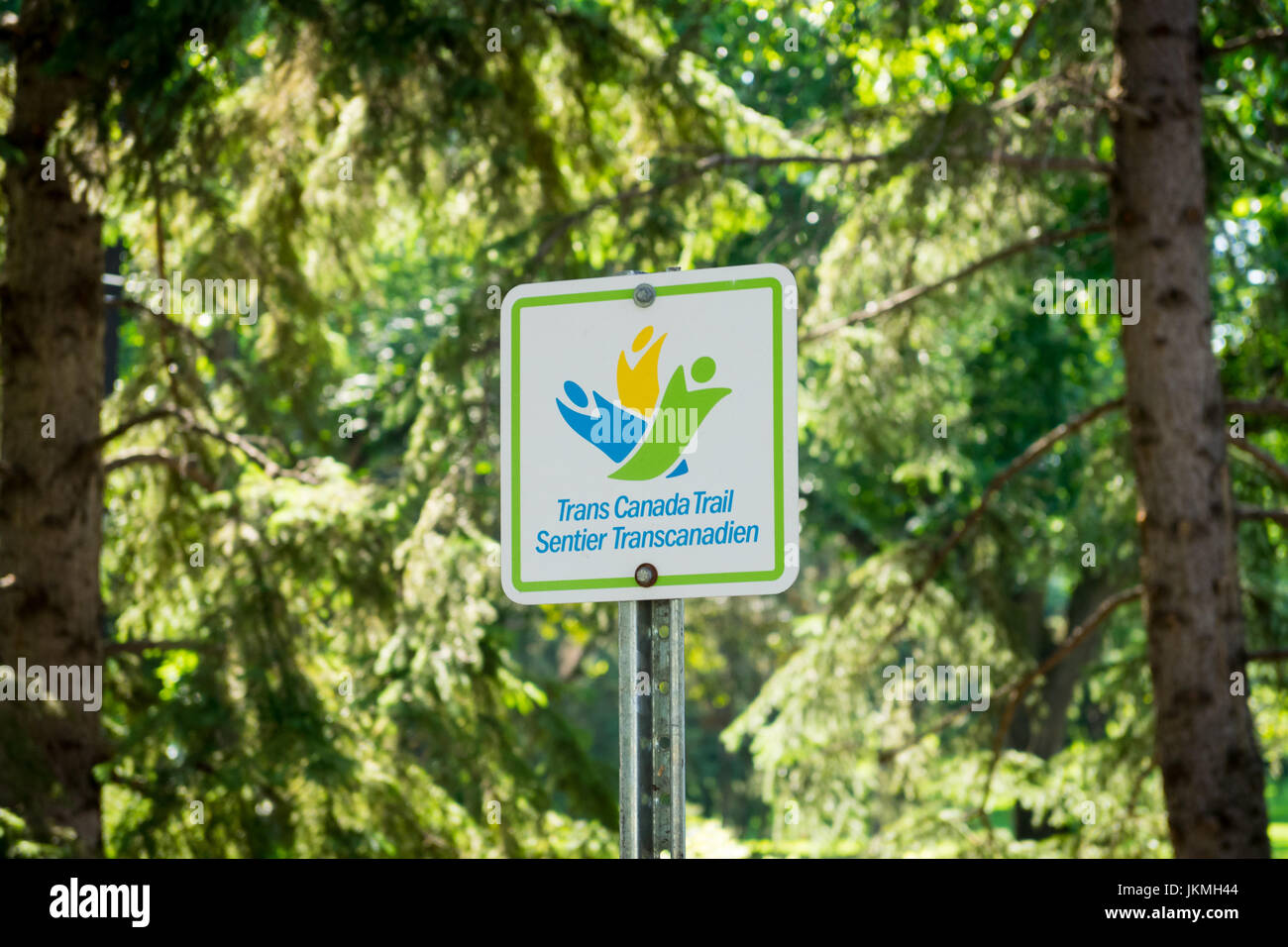 A sign denoting the Trans Canada Trail (and Trans Canada Trail logo) in