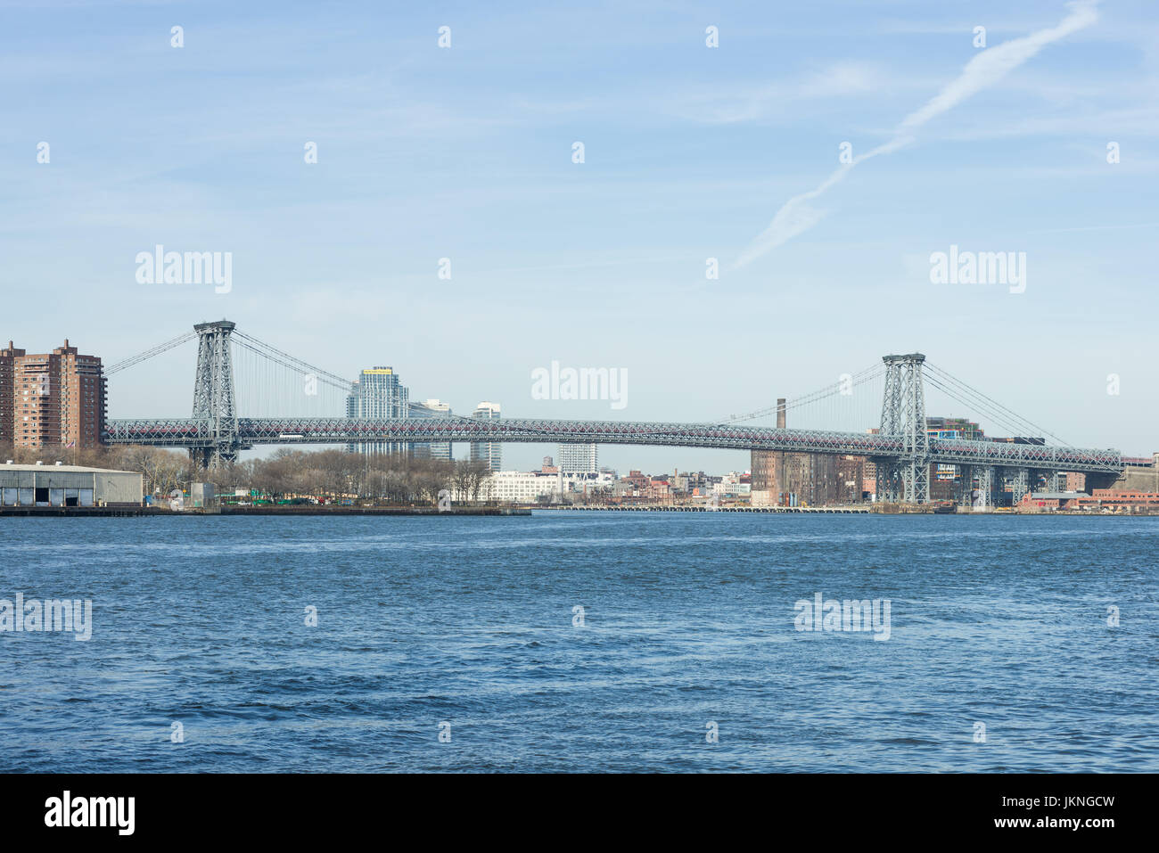 Williamsburg Bridge Which Connects Manhattan With Brooklyn Over The East River, New York Stock Photo