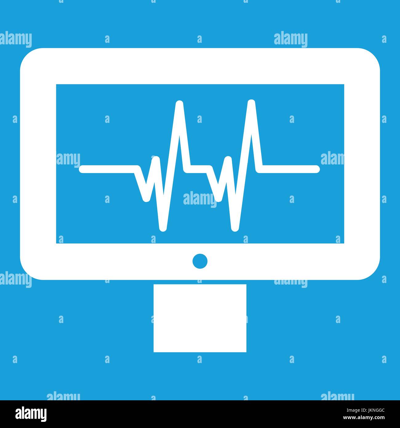 Electrocardiogram monitor icon white isolated on blue background vector ...