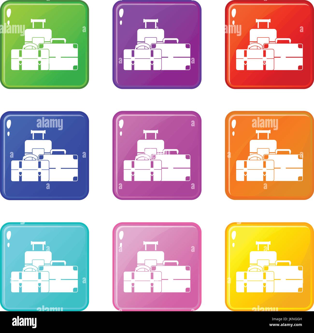 Baggage icons of 9 color set isolated vector illustration Stock Vector ...
