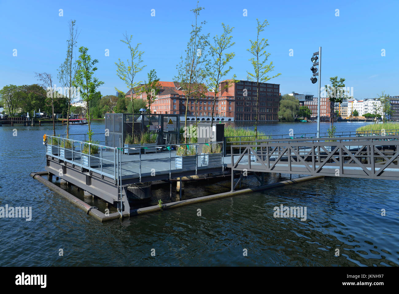 Luritec sewage washbasins, Stralauer avenue, Friedrich's grove, Berlin, Germany, Luritec Abwasserbecken, Stralauer Allee, Friedrichshain, Deutschland Stock Photo